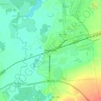 Ivanino topographic map, elevation, terrain
