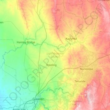 Light Regional Council topographic map, elevation, terrain