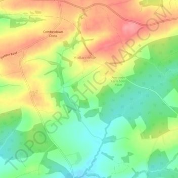 Hollacombe topographic map, elevation, terrain