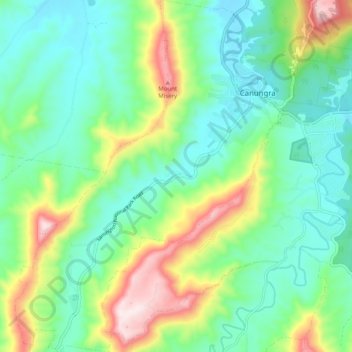 Canungra topographic map, elevation, terrain