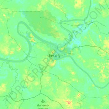 Sintang topographic map, elevation, terrain