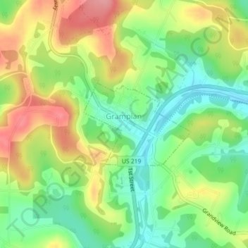 Grampian topographic map, elevation, terrain