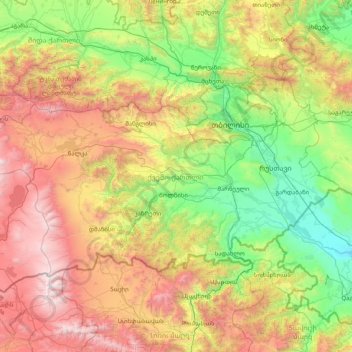 Lower Kartli topographic map, elevation, terrain