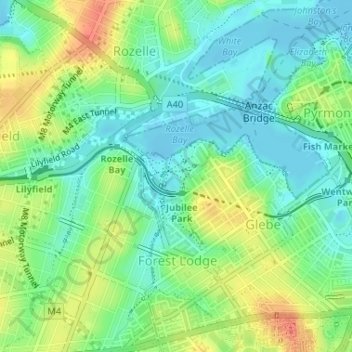 Jubilee Park topographic map, elevation, terrain