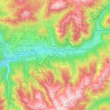 Tesero topographic map, elevation, terrain