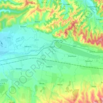 Tileagd topographic map, elevation, terrain