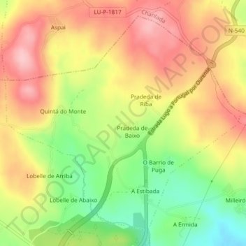 Pradeda topographic map, elevation, terrain