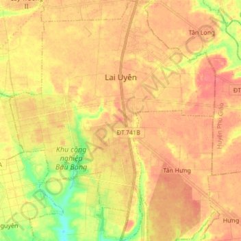 Lai Uyên topographic map, elevation, terrain