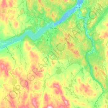 городское поселение Мурмаши topographic map, elevation, terrain