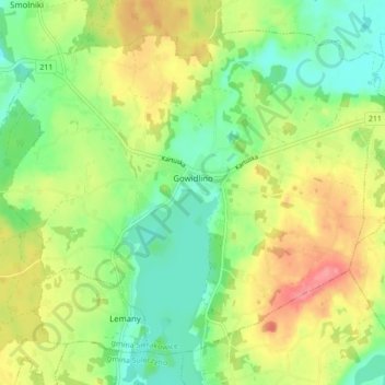 Gowidlino topographic map, elevation, terrain