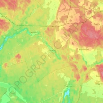 Kosobudz topographic map, elevation, terrain