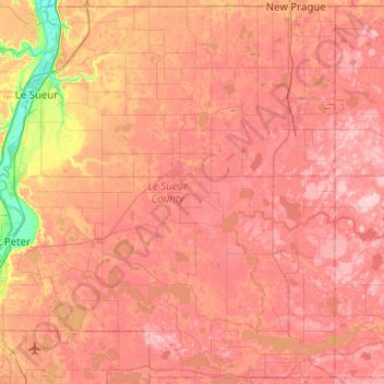 Le Sueur County topographic map, elevation, terrain