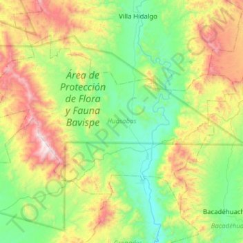 Huásabas topographic map, elevation, terrain