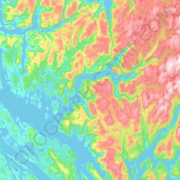 Masfjorden topographic map, elevation, terrain