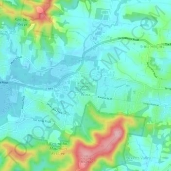Erina topographic map, elevation, terrain