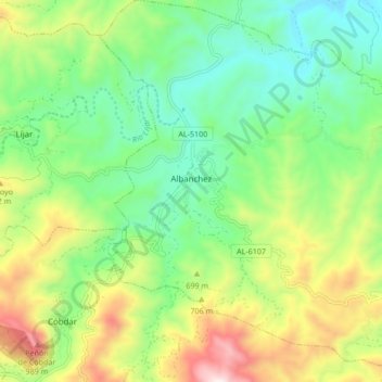 Albánchez topographic map, elevation, terrain