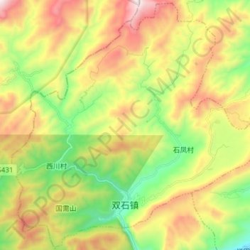 双石镇 topographic map, elevation, terrain