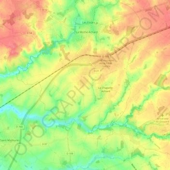 Les Achards topographic map, elevation, terrain