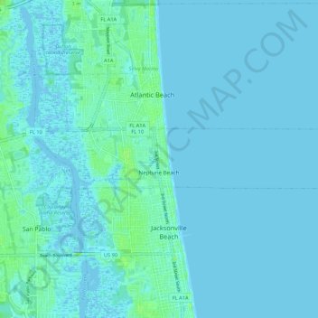Neptune Beach topographic map, elevation, terrain