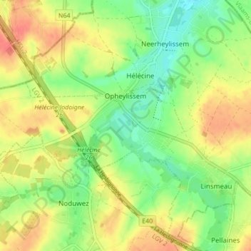 Opheylissem topographic map, elevation, terrain