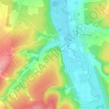 Villy topographic map, elevation, terrain