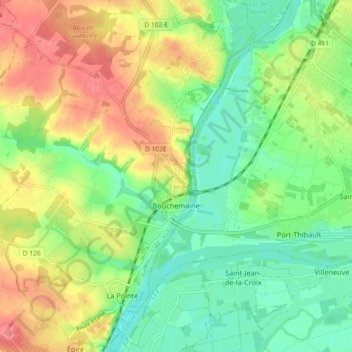 Bouchemaine topographic map, elevation, terrain