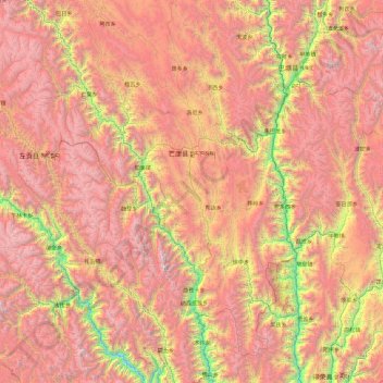 Markam County topographic map, elevation, terrain