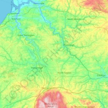 River Taw topographic map, elevation, terrain