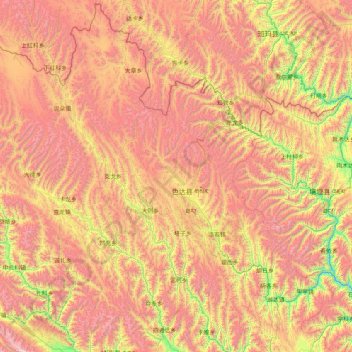 Sêrtar County topographic map, elevation, terrain