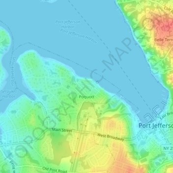 Village of Poquott topographic map, elevation, terrain