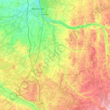 Canal de Briare topographic map, elevation, terrain