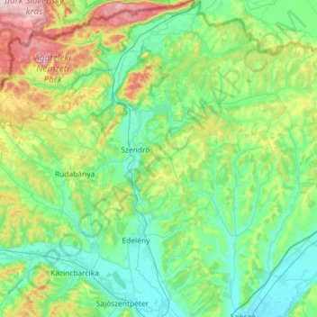 Edelényi járás topographic map, elevation, terrain