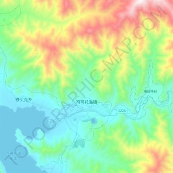 可可托海镇 topographic map, elevation, terrain