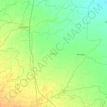 Islampur topographic map, elevation, terrain
