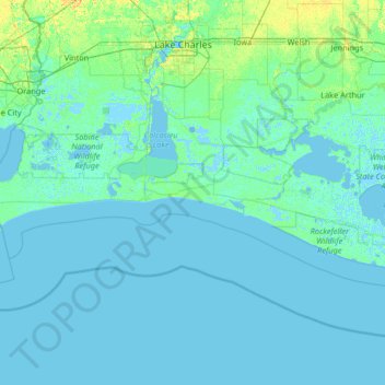 Cameron Parish topographic map, elevation, terrain