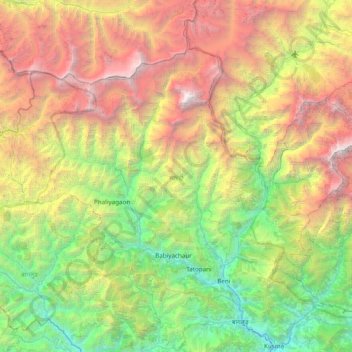 Myagdi topographic map, elevation, terrain