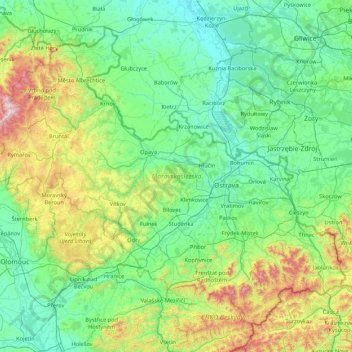 Moravskoslezsko topographic map, elevation, terrain