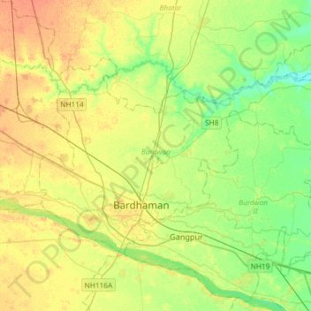 Burdwan - I topographic map, elevation, terrain