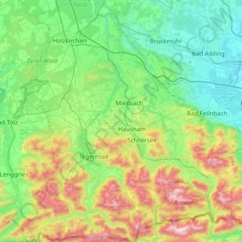 Landkreis Miesbach topographic map, elevation, terrain