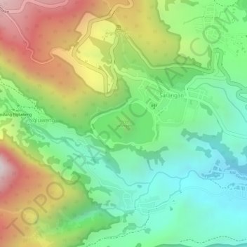 Telaga Sarangan topographic map, elevation, terrain