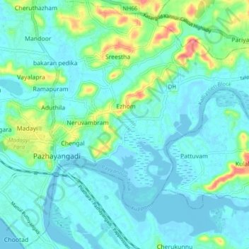 Ezhome topographic map, elevation, terrain