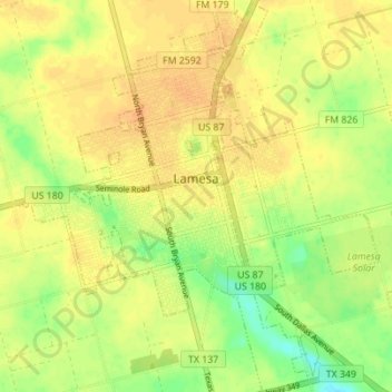 Lamesa topographic map, elevation, terrain