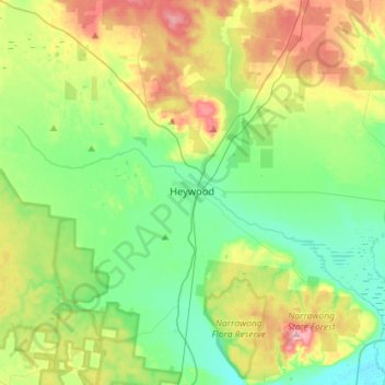 Heywood topographic map, elevation, terrain