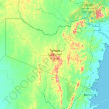 Kutai National Park topographic map, elevation, terrain