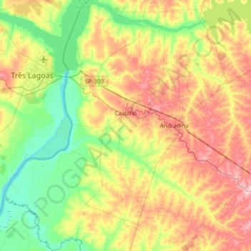 Castilho topographic map, elevation, terrain