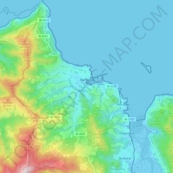 Bermeo topographic map, elevation, terrain