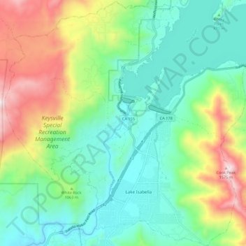 Lake Isabella topographic map, elevation, terrain