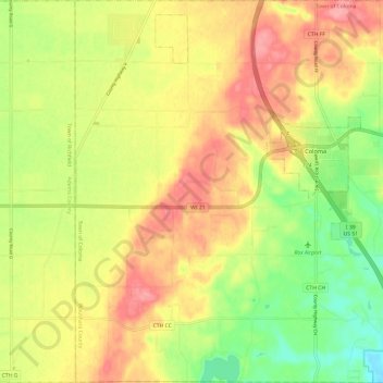 Town of Coloma topographic map, elevation, terrain