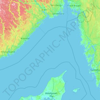Skagerrak topographic map, elevation, terrain