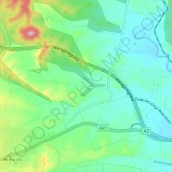 Postmans Ridge topographic map, elevation, terrain